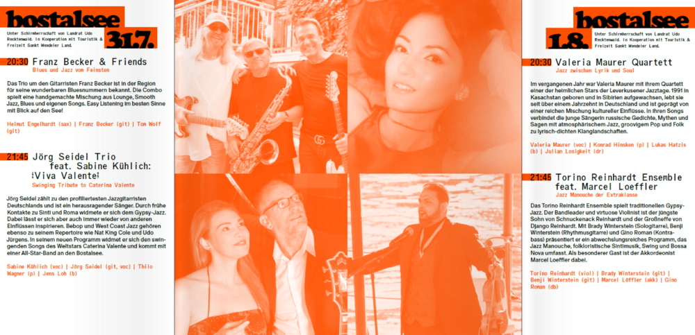 Das Programm für das fill in Festival am Bostalsee.